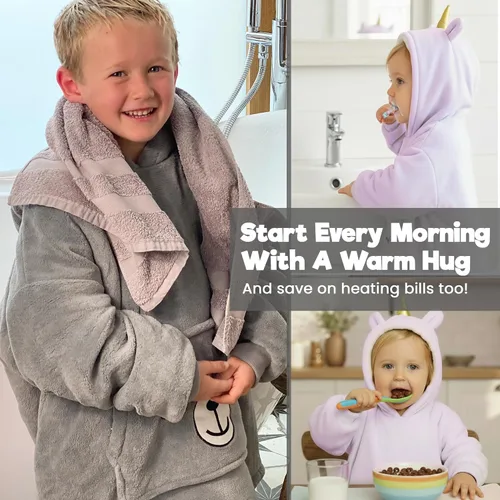 Miniatura 5 de Manta para niños de 3 a 10 años, divertida manta con capucha para niños, sudadera con capucha, sudadera cómoda de gran tamaño para niños, niñas