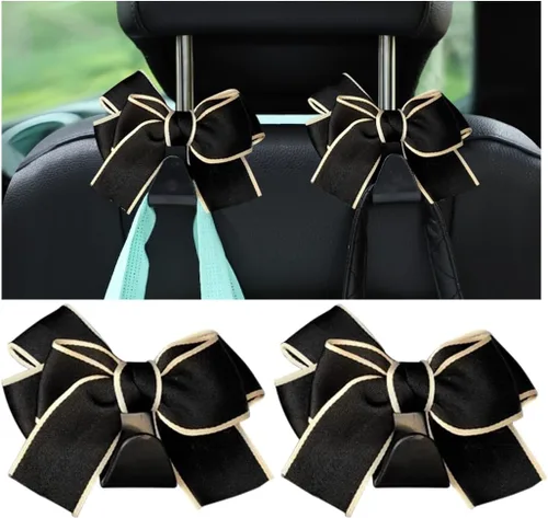 Miniatura 17 de Mandark 2 piezas de ganchos para reposacabezas de asiento de automóvil, lindos ganchos de arco para bolsos y bolsas, accesorios de decoración