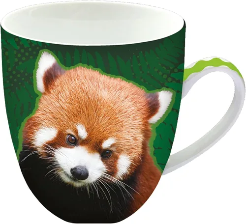 Taza de café con panda rojo de Deluxebase. Taza de cerámica grande de 15 onzas líquidas con diseño de animales, apta para lavavajillas, taza de