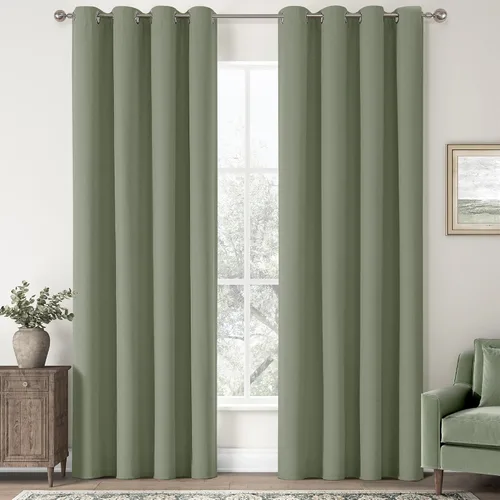 Miniatura 23 de ChrisDowa Cortinas 100% Opacas de Abedul Sólido de 45 Pulgadas de Largo, 2 Paneles para Dormitorio y Sala de Estar, Estilo Granja Oscurecedoras