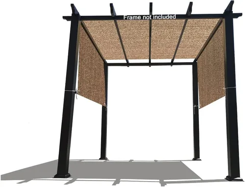 Miniatura 10 de Toldo de repuesto universal para pérgola con tela de polietileno de alta densidad transpirable y bolsillos para barra para pérgola de 10 x 10 pies