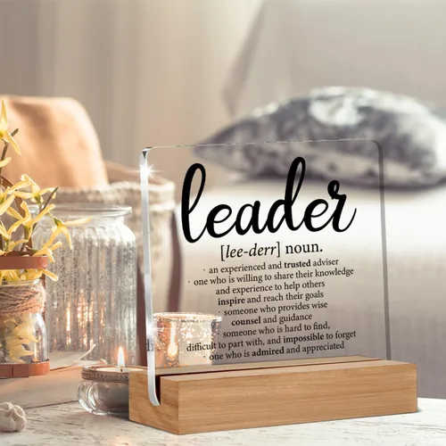 Miniatura 4 de Regalos de apreciación para líderes para jefe, mentor, gerente, definición de liderazgo, letrero decorativo claro para escritorio, letrero acrílico