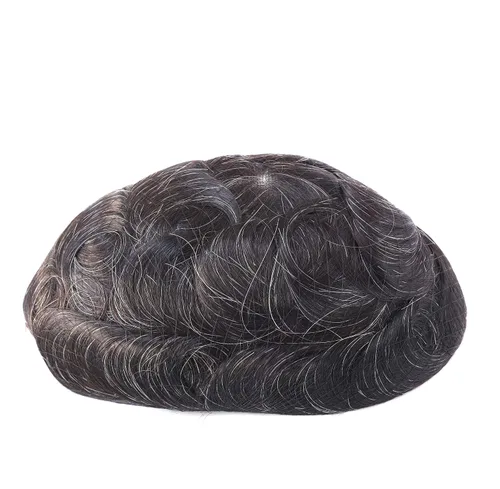 Miniatura 5 de Super Natural Mens Hair Piece 100% Cabello humano indetectable Mens Toupee Hair Systems Ultra Thin Skin V Looped #1B10 NG#1B10