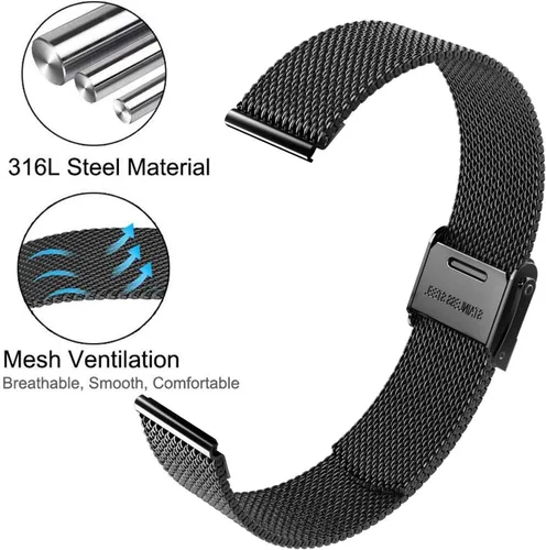 Miniatura 4 de ViCRiOR Compatible con Garmin Venu, Venu SQ, Venu 2 Plus, Vivoactive 5/3 Bandas - Correa de reloj de acero inoxidable sólido y correa de malla