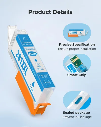 Miniatura 6 de Reemplazo de cartucho de tinta compatible PGI-280XXL/CLI-281XXL para Canon Ink 280 y 281 de alto rendimiento para PIXMA TR7520 TR8520 TR8500 TR8600
