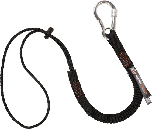 Ergodyne Squids 3105 - Cordón para herramientas con mosquetón de bloqueo de tornillo de aluminio, capacidad de peso de la herramienta de 15 libras,