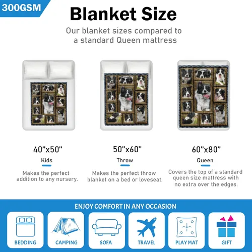 Miniatura 6 de Border Collie - Manta para niños, regalos para los amantes de los perros, 40 x 50 pulgadas, mantas para niños pequeños y bebés para sofá, cama