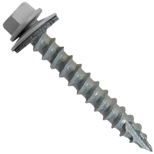 Miniatura 30 de Tornillos de metal para techos n.º 14 x 1-1/2 pulgadas, cabeza hexagonal de arandela de piel de buque Tornillo de techo de chapa metálica. Buckskin