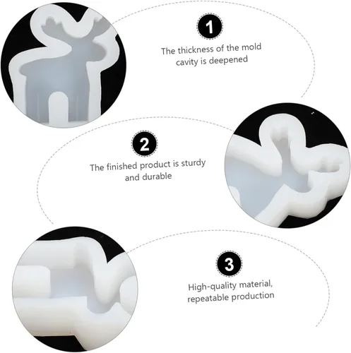 Miniatura 4 de TEHAUX Molde epoxi para velas de reno, suministros de fabricación de velas perfumadas, fáciles de desmoldar, para velas caseras de cera de abeja