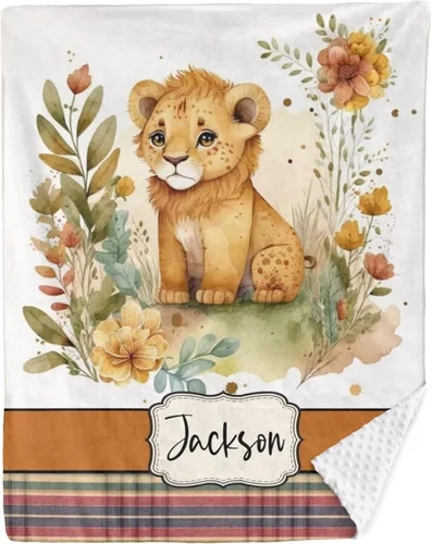 Miniatura 36 de Mantas de bebé personalizadas para niños, manta de felpa suave de doble capa con respaldo de puntos, manta personalizada de oso minky, manta de bebé