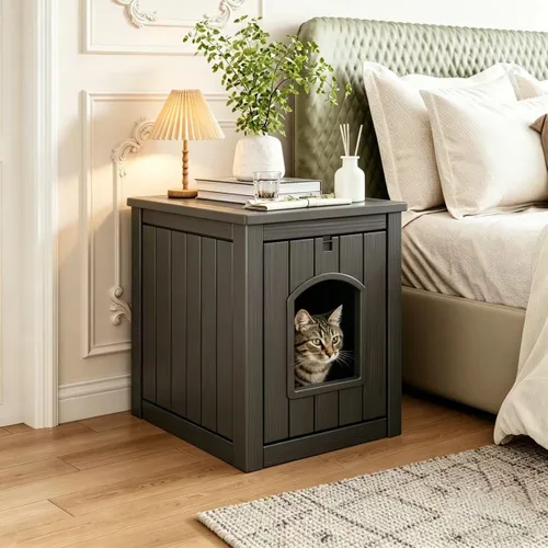 Miniatura 7 de KAMABOKO Casa para gatos al aire libre, resistente a la intemperie, refugio de plástico PP para uso en interiores y exteriores, casa duradera