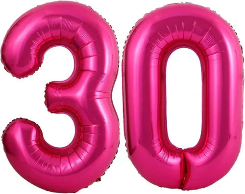 Lovoir Globo rosa intenso de 40 pulgadas, 30 dígitos gigantes, de papel de aluminio de Mylar para helio, globos de color rosa intenso para fiesta de