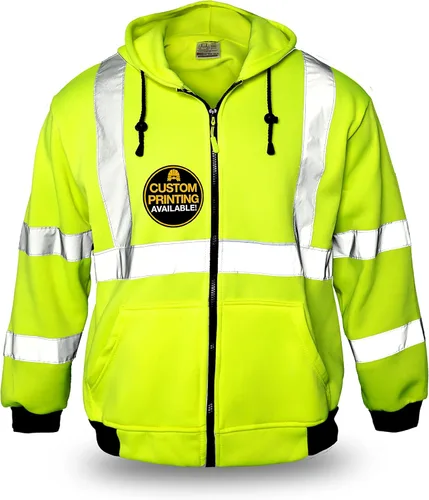 KwikSafety - Charlotte, NC - Sudadera de forro polar de seguridad para hombres | Chaqueta reflectante de alta visibilidad y PPE, ligera Amarillo