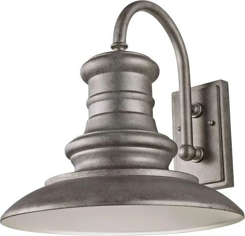 Feiss OL9004TRD Redding Station - Farol de pared para iluminación de patio al aire libre, níquel satinado, 1 luz (15 pulgadas de ancho x 16 pulgadas