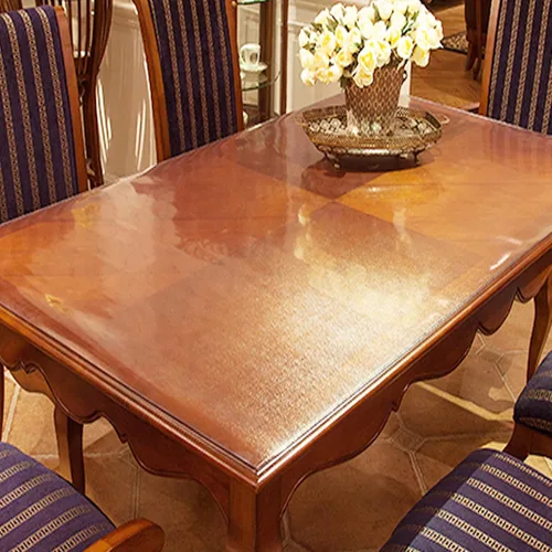 Miniatura 2 de Protector de mesa con bordes biselados mate, de plástico transparente de 0.079 pulgadas, protector de mantel impermeable, para mesa de comedor
