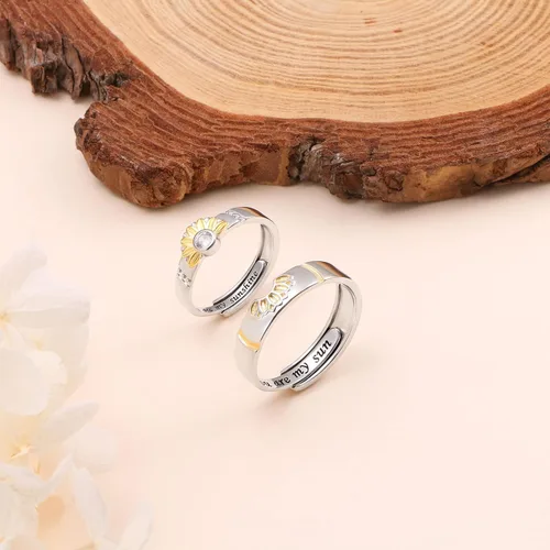 Miniatura 6 de Anillos a juego de anillos de girasol Claddagh anillos de plata de ley para parejas anillos de compromiso para él y ella