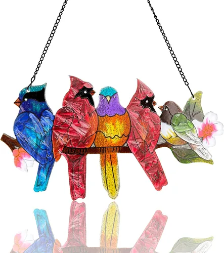 Miniatura 14 de DASTOLL Colgante de vidrio emplomado para ventana, diseño de lirio del valle, mariposa, atrapasol para puertas, hogar, atrapasoles decoración