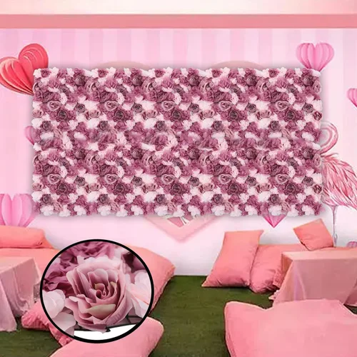 Miniatura 5 de OUKANING Paquete de 6 paneles de pared de rosas artificiales de seda para fiestas, bodas, flores, telón de fondo de pared para escenario del hogar
