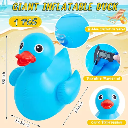 Miniatura 2 de Hungdao Pato inflable gigante de 5 pies, enorme pato de goma, flotador inflable de piscina para adultos, verano, playa, piscina, decoración de fiesta