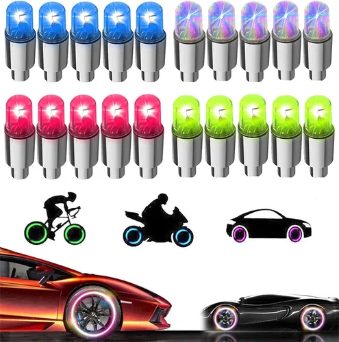 Miniatura 13 de 20 Pack de tapas de válvula de luz LED para neumáticos de coche, ruedas y conjuntos, luces de neumáticos de bicicleta, motocicleta, luz de válvula