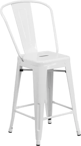 Miniatura 46 de Taburete de metal de interior y exterior de Flash Furniture, Metal, Plateado