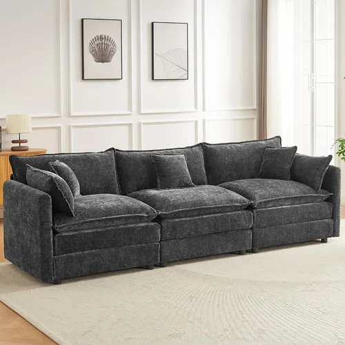Miniatura 11 de Sofá modular seccional, juego de sofá en forma de L de 77 pulgadas con reposabrazos, cómodos sofás de nube de 2 plazas para sala de estar