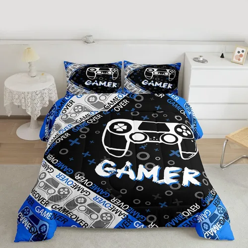 Juego de edredón de videojuegos para niños y adolescentes, juego de ropa de cama para todas las estaciones, juego de ropa de cama de juegos para