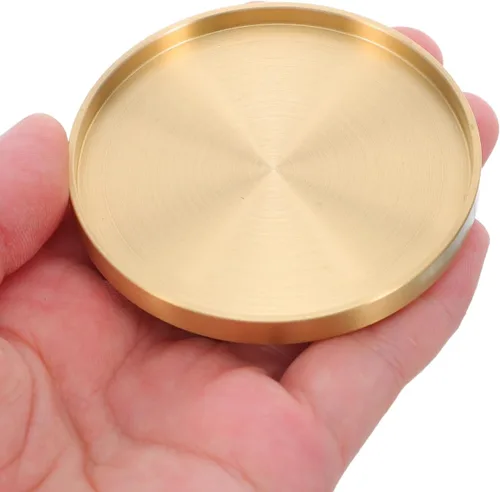 Miniatura 8 de Juego de 5 posavasos de latón de cobre de 2.59 x 2.59 pulgadas, resistentes al calor, para uso en el hogar, hotel, sala de té