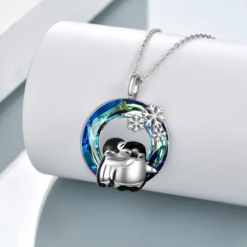 Miniatura 4 de Pingüinosperezosospandasbúhospanda rojojirafagatosllamasdinosaurioosocerdo monoconejito de Pascua, regalos de pingüinos, plata de ley 925, joyería