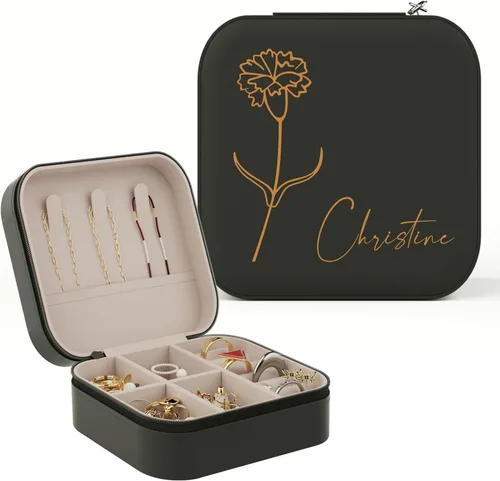 Miniatura 8 de ALBK Regalos personalizados para mujeres Estuche de viaje de joyería de cuero personalizado, caja de joyería de dama de honor, organizador de joyas