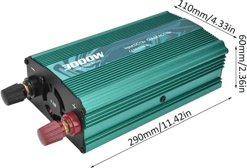 Miniatura 9 de ViaGasaFamido Inversor sinusoidal puro 3000 W Convertidor de potencia Convertidor de CC a CA 8 Protección inteligente 12V a 110V Aleación