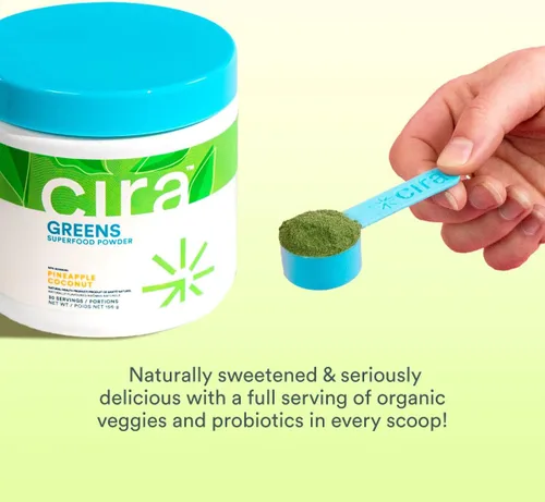 Miniatura 8 de Cira Daily Greens - Polvo de superalimento de espirulina orgánica endulzado naturalmente con ingredientes ricos en antioxidantes para deshinchazón