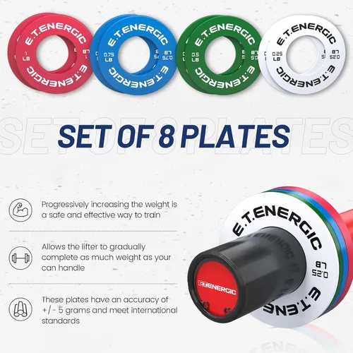 Miniatura 5 de Juego de discos de peso fraccionales, micro placas de peso inodoras para pesas olímpicas para entrenamiento de fuerza de placas de cambio