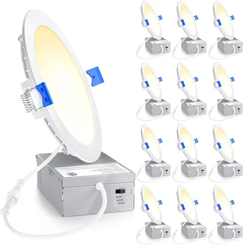 Miniatura 13 de Ensenior Paquete de 12 Luces LED Empotradas de 4 Pulgadas, Regulables, Blanco Claro 6000K, 750LM Alta Luminosidad, 9W 120V, 2 Pines, ERL-9X-ETL