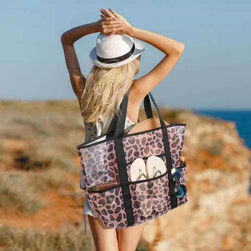 Miniatura 2 de F-color Bolsa de playa de malla familiar - Bolsa de playa con 9 bolsillos
