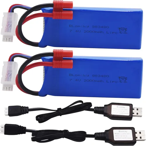 Miniatura 10 de Batería y cargado con conector plátano Blomiky, 2 uds, 7.4 V, 2000 mAh, para SYMA X8C X8W X8G X8HD X8HW X8HG 506HG JXD 506G Holy HS300 HS400