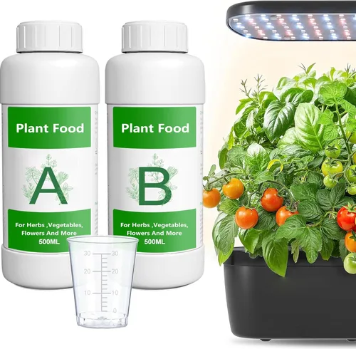 Nutrientes hidropónicos para plantas de 33.8 fl oz, sistema de cultivo hidropónico de hierbas de interior, alimento general para plantas, A y B,