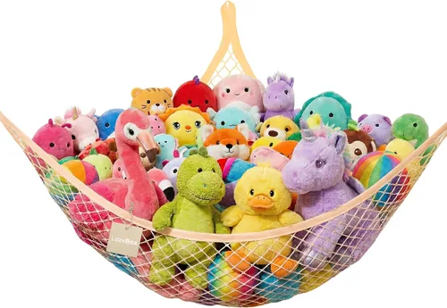 Miniatura 16 de Lazebox Hamaca de red para animales de peluche para juguetes de peluche, hamaca de animales de peluche de esquina para decoración de habitación