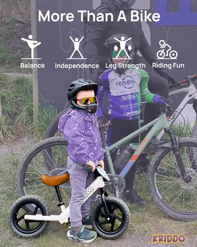 Miniatura 2 de KRIDDO Bicicleta de equilibrio para niños de 2 años, de 24 meses a 5 años, bicicleta de empuje de 12 pulgadas con placa personalizada