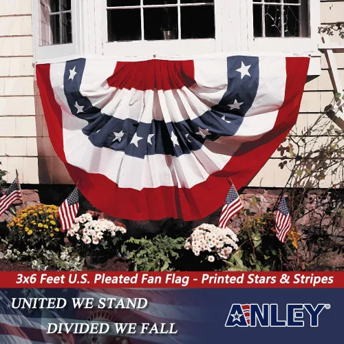 Miniatura 2 de Anley Bandera de abanico plisada de Estados Unidos, 3 x 6 pies, banderas patrióticas de Estados Unidos, estrellas y rayas patrióticas, color nítido