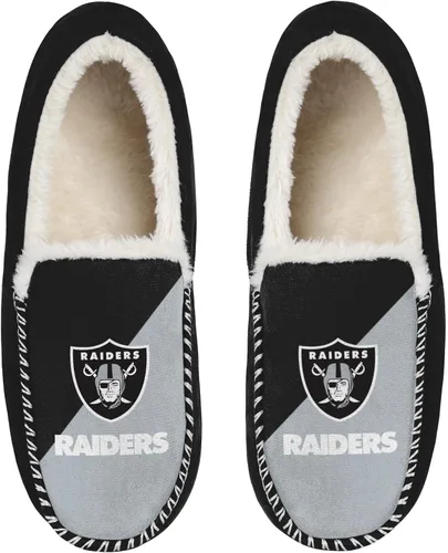 Miniatura 12 de FOCO NFL - Pantuflas tipo mocasín unisex para adultos, con licencia oficial, con logotipo primario, con forro de sherpa