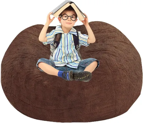 Miniatura 51 de BCU Funda para Silla Puf Ultra Suave Esponjosa de Piel Sintética Falsa Funda para Puf de Felpa Funda para Sillas de Sala de Estar para Adultos