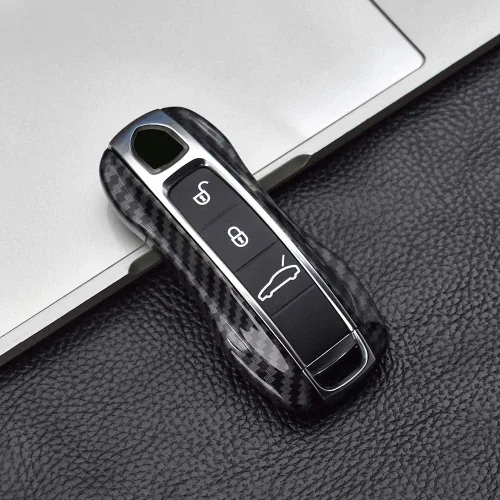 Miniatura 3 de SANRILY Funda de Reemplazo para Llavero de Fibra de Carbono Textura para Porsche Cayenne 911 Taycan Panamera 2020, Entrada sin Llave, Llavero Remoto
