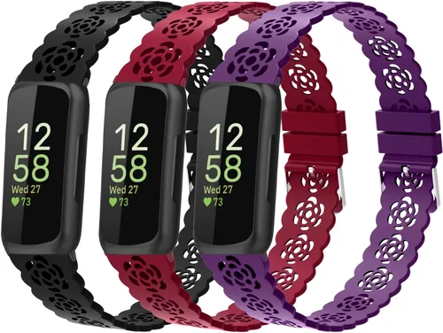 Miniatura 2 de Paquete de 3 correas de silicona delgadas compatibles con Fitbit Inspire 3/Inspire 2/Inspire HR/Inspire, correa de repuesto deportiva de silicona