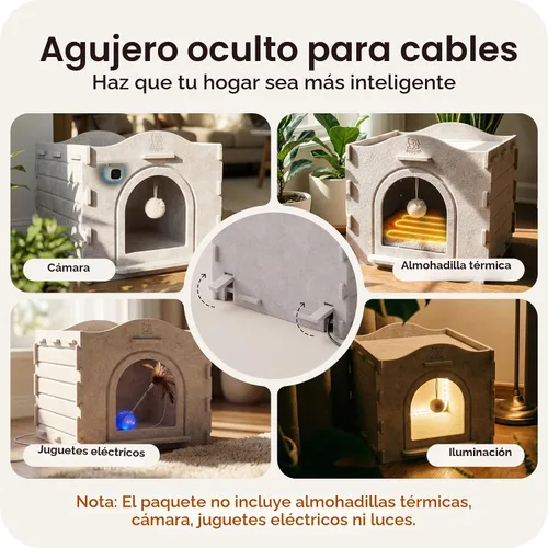 Miniatura 6 de Casas de interior para gatos de interior, cueva cubierta con aislamiento cálido para gatos de interior, fuerte capacidad resistente a los arañazos