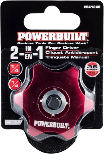 Miniatura 6 de Powerbuilt Trinquete de dedo de 1/4 de pulgada, doble cara para dados de 1/4 pulgadas y puntas hexagonales, mecanismo reversible de 36 dientes
