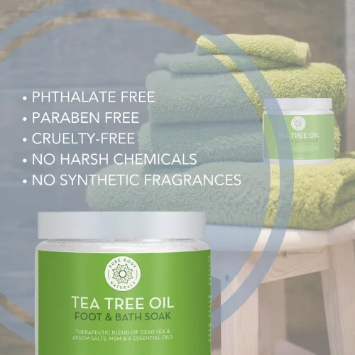 Miniatura 2 de Pure Body Naturals Aceite de árbol de té para pies y baño con Epsom y sal del mar muerto, 20 onzas, mezcla terapéutica, alivio para músculos
