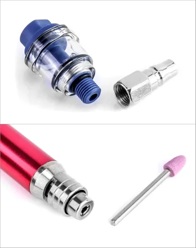 Miniatura 3 de QWORK Air Micro Grinder, 2 juegos de mini lápiz de 1/8 pulgadas, herramienta de corte neumática para lápiz, 65000 RPM velocidad libre