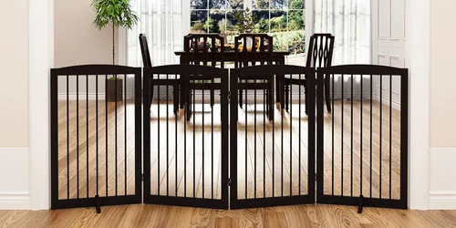 Miniatura 36 de PUPETPO Puerta independiente para mascotas para perros, puerta plegable de madera para perros para casa, puerta interior para perros para puertas