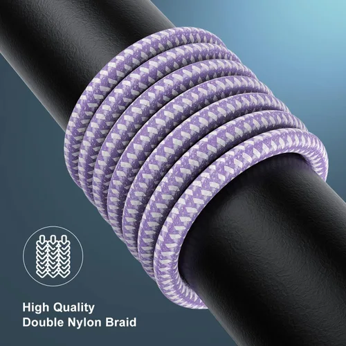 Miniatura 6 de Essri 3 cables de carga cortos de 1 pie para iPhone, con certificación MFi, cables Lightning fuertes de nailon trenzado, carga rápida USB para Azul